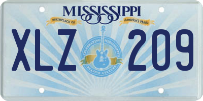 MS license plate XLZ209