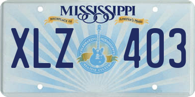 MS license plate XLZ403