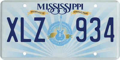 MS license plate XLZ934