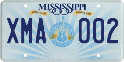 MS license plate XMA002