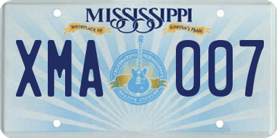 MS license plate XMA007