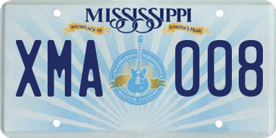 MS license plate XMA008