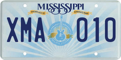 MS license plate XMA010