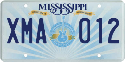 MS license plate XMA012