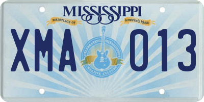 MS license plate XMA013