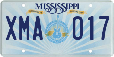MS license plate XMA017