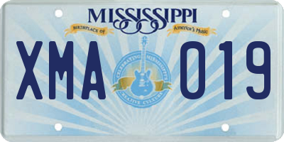 MS license plate XMA019