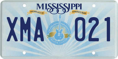 MS license plate XMA021