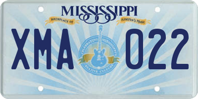 MS license plate XMA022
