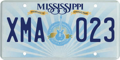 MS license plate XMA023