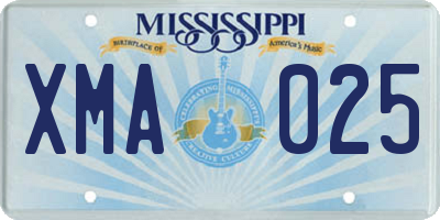 MS license plate XMA025