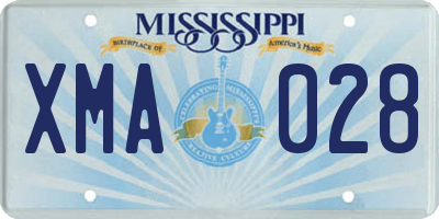 MS license plate XMA028