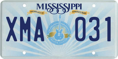 MS license plate XMA031