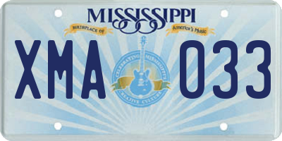 MS license plate XMA033
