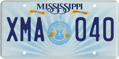 MS license plate XMA040