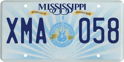 MS license plate XMA058