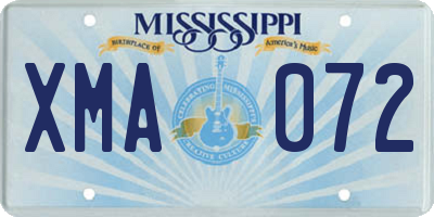 MS license plate XMA072