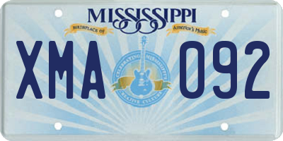 MS license plate XMA092