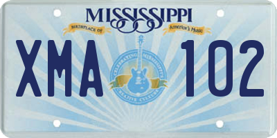 MS license plate XMA102