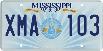 MS license plate XMA103