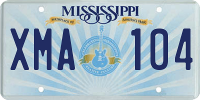 MS license plate XMA104