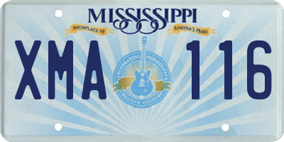 MS license plate XMA116