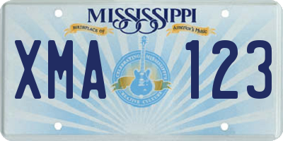 MS license plate XMA123