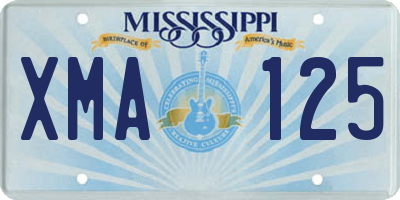 MS license plate XMA125