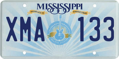 MS license plate XMA133