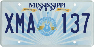 MS license plate XMA137