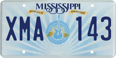 MS license plate XMA143