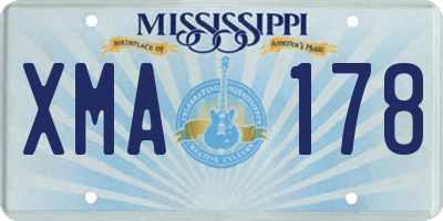 MS license plate XMA178