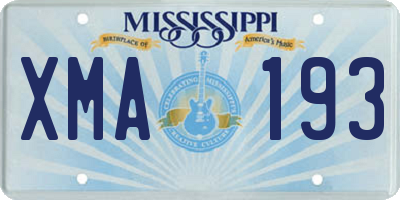 MS license plate XMA193