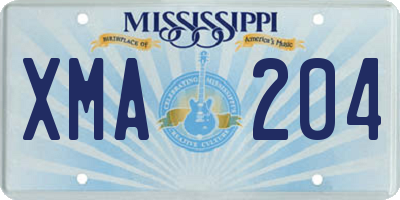 MS license plate XMA204