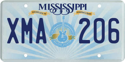 MS license plate XMA206