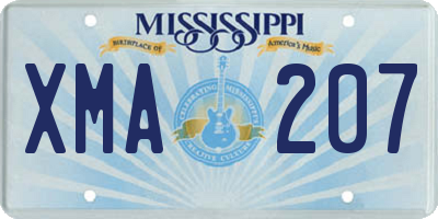 MS license plate XMA207