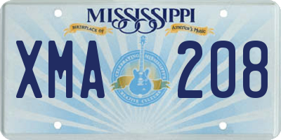 MS license plate XMA208