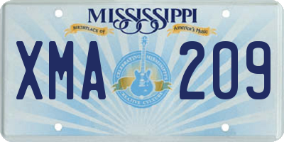 MS license plate XMA209