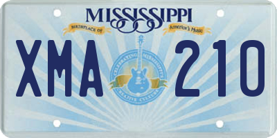 MS license plate XMA210