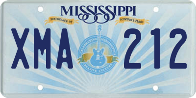 MS license plate XMA212