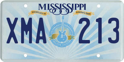 MS license plate XMA213