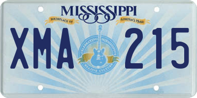 MS license plate XMA215