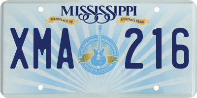 MS license plate XMA216