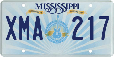 MS license plate XMA217