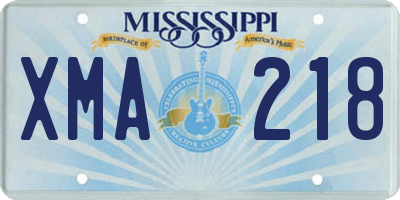 MS license plate XMA218