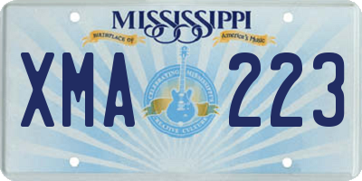 MS license plate XMA223