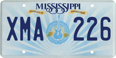 MS license plate XMA226