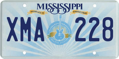 MS license plate XMA228