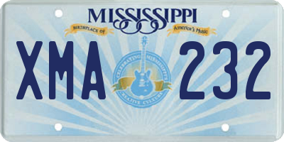 MS license plate XMA232