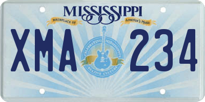 MS license plate XMA234